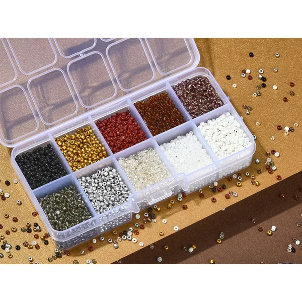 Boite de perles de rocailles - 10 Nuances Métal - 2,5mm - 8500 pcs