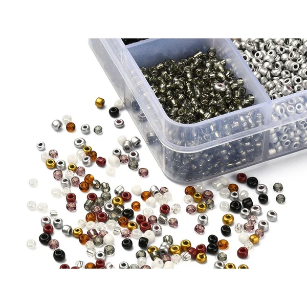 Boite de perles de rocailles - 10 Nuances Métal - 2,5mm - 8500 pcs