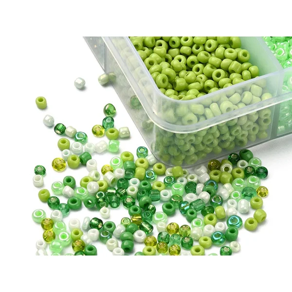 Boite de perles de rocailles - 10 Nuances Vertes- 2,5mm - 8500 pcs