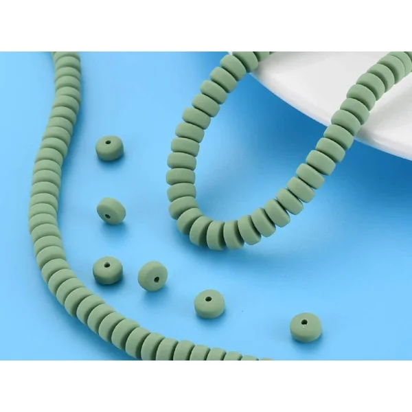 Boite de perles heishi épaisses 6 mm - Kaki
