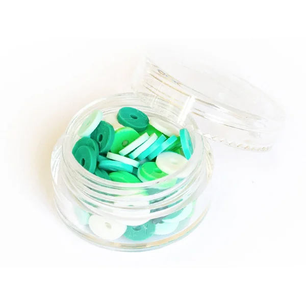 Boite de perles rondelles heishi 6 mm - assortiment vert