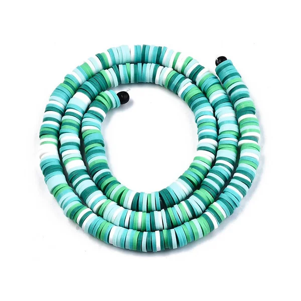 Boite de perles rondelles heishi 6 mm - assortiment vert