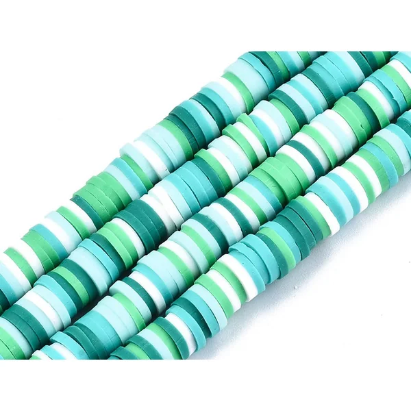 Boite de perles rondelles heishi 6 mm - assortiment vert