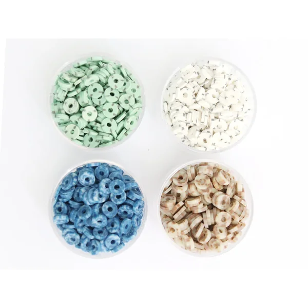 Boite de perles rondelles heishi 6 mm - bleu nature imitation pierre