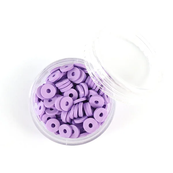 Boite de perles rondelles heishi 6 mm - mauve violet