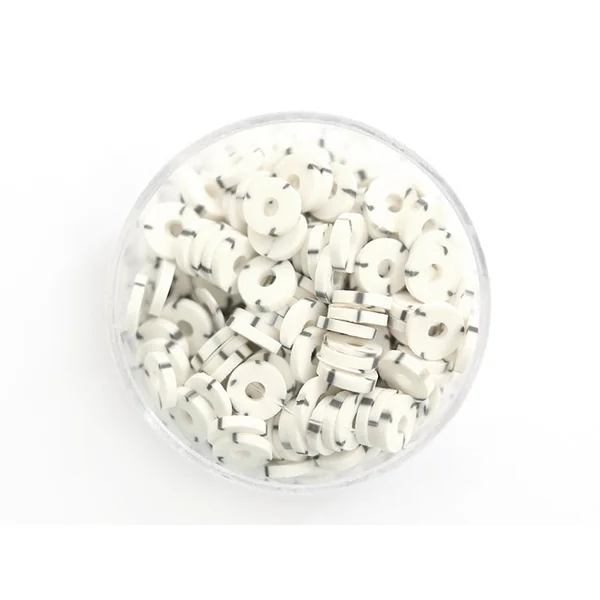 Boite de perles rondelles heishi 6 mm - Naturel blanc