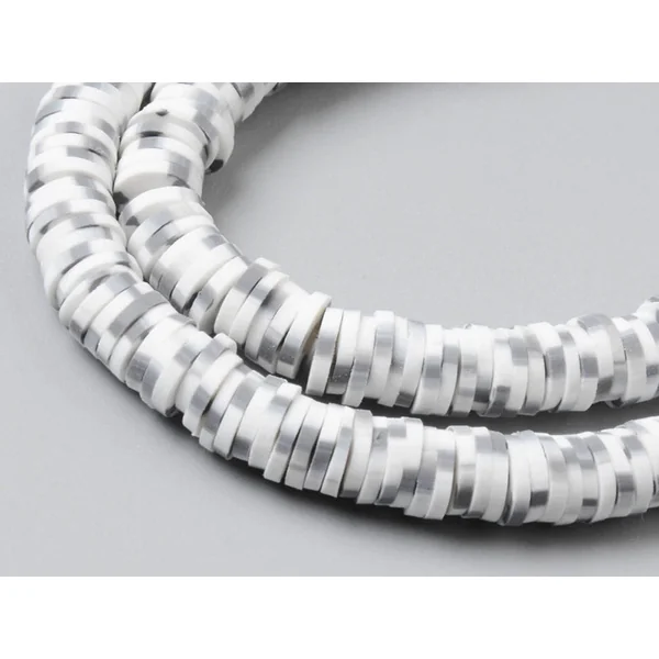 Boite de perles rondelles heishi 6 mm - Naturel blanc