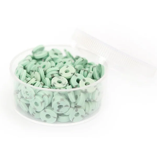 Boite de perles rondelles heishi 6 mm - Naturel vert