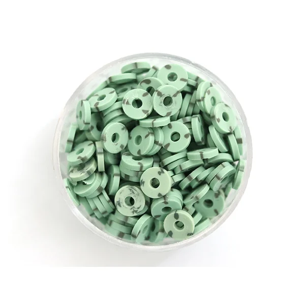 Boite de perles rondelles heishi 6 mm - Naturel vert