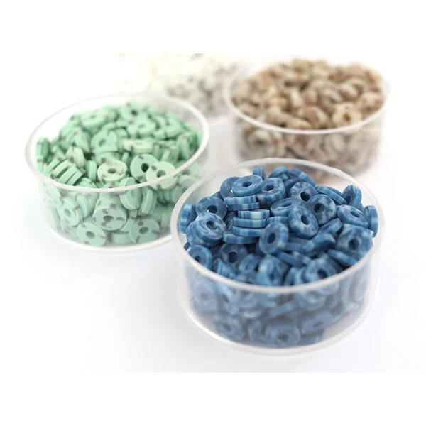 Boite de perles rondelles heishi 6 mm - Naturel vert
