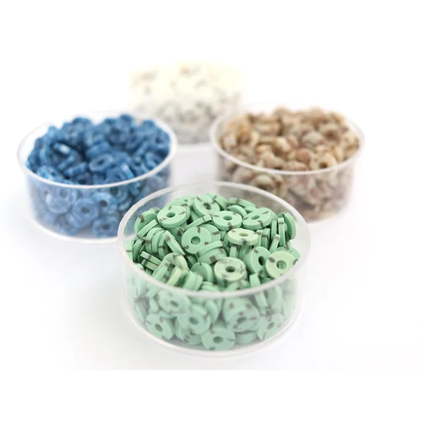 Boite de perles rondelles heishi 6 mm - Naturel vert
