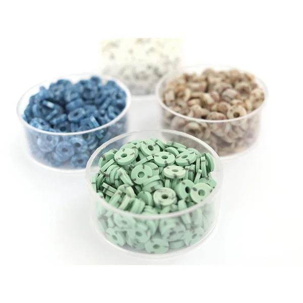 Boite de perles rondelles heishi 6 mm - Naturel vert
