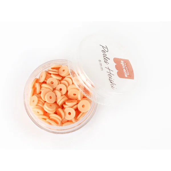 Boite de perles rondelles heishi 6 mm - orange pâle abricot