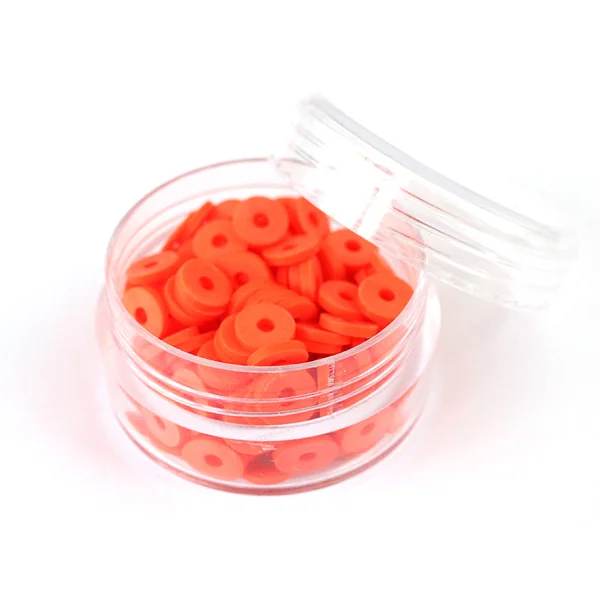 Boite de perles rondelles heishi 6 mm - rouge tomate - rouge orangé