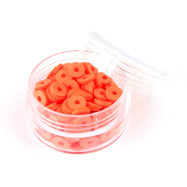 Boite de perles rondelles heishi 6 mm - rouge tomate - rouge orangé