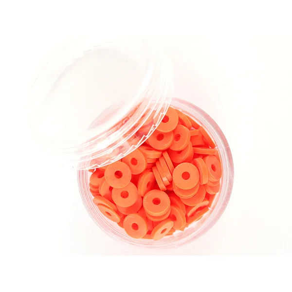 Boite de perles rondelles heishi 6 mm - rouge tomate - rouge orangé