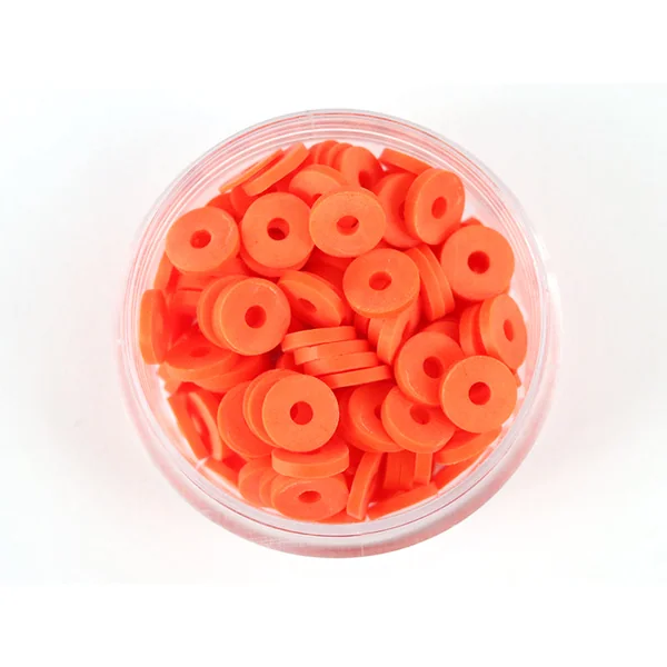 Boite de perles rondelles heishi 6 mm - rouge tomate - rouge orangé