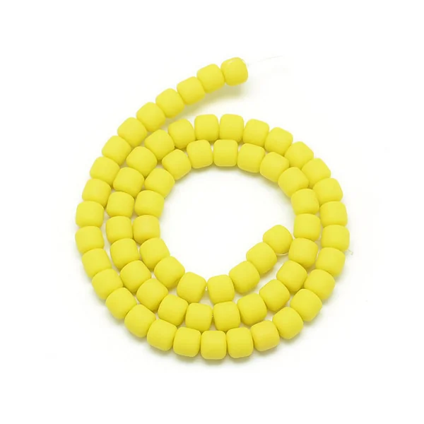 Boite de perles tubes Heishi 6 mm - jaune citron