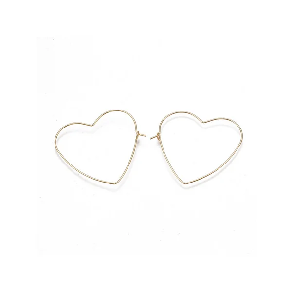 Boucles d'oreilles créoles en forme de coeur - Doré à l'or fin 18k