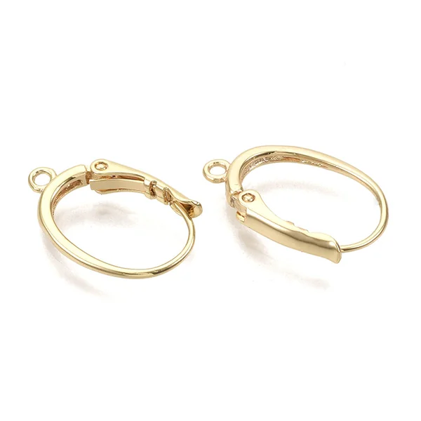 Boucles d'oreilles dormeuses avec boucle - doré à l'or fin 18k - 20,5 mm