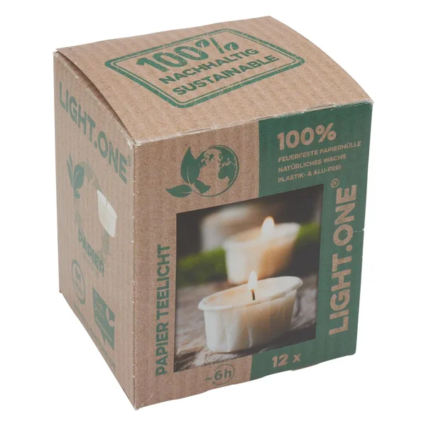 Bougies chauffe-plat en caissette en papier « LIGHT.ONE »