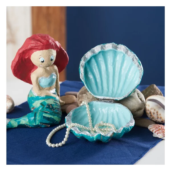Boîte coquillage, papier mâché