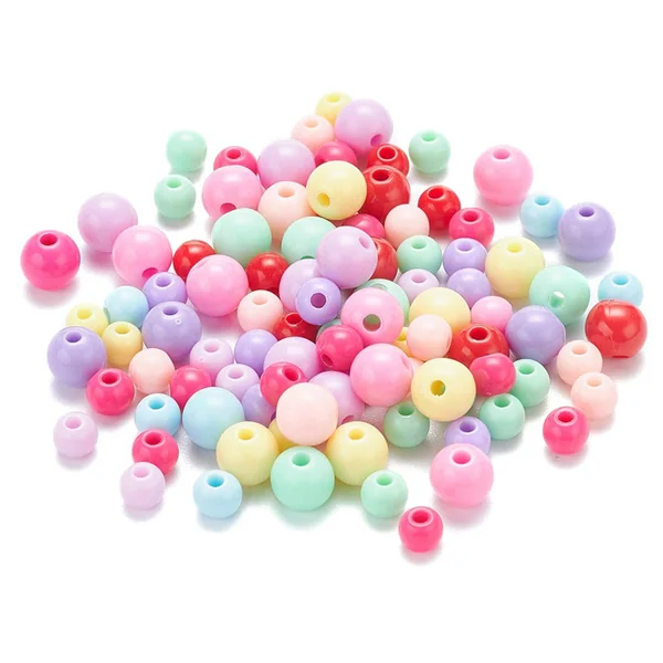 Boîte de 1000 perles rondes opaques en acrylique - 9 couleurs