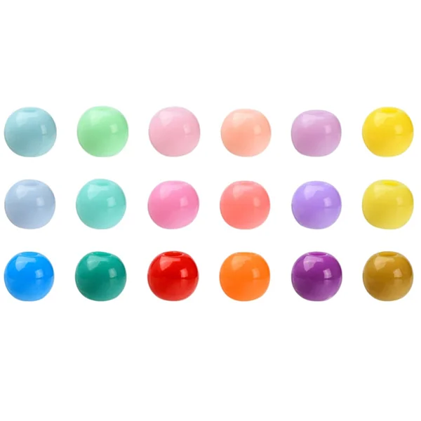 Boîte de 1500 perles - 18 couleurs de perles opaques en plastique - 6 x 5 mm