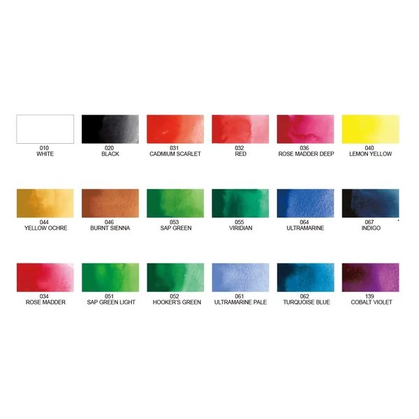 Boîte de 18 godets assortis de peinture aquarelle GANSAÏ