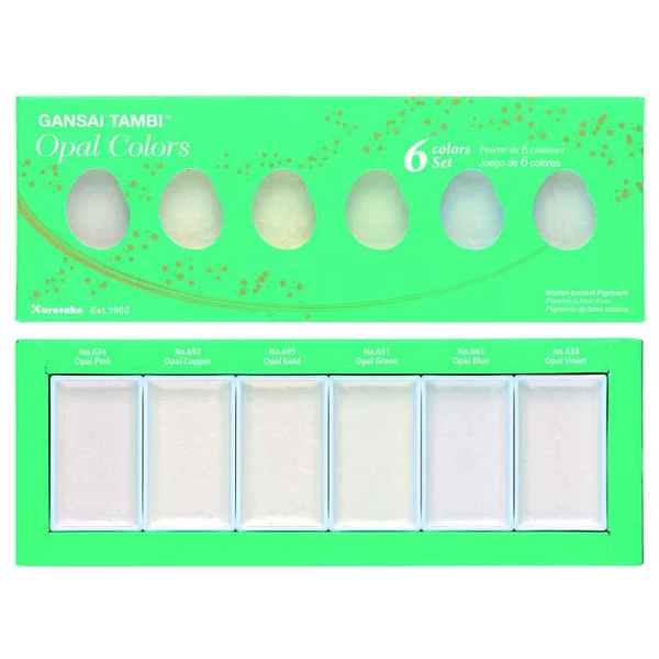 Boîte de 6 godets assortis Aquarelle GANSAÏ Opal colors