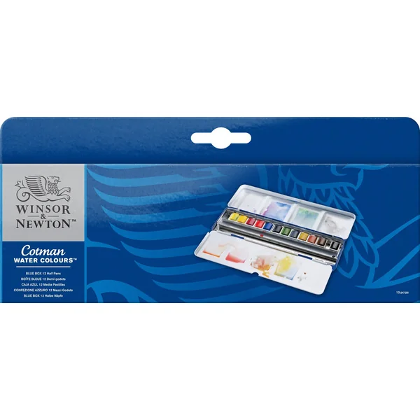 Boîte de peinture aquarelle fine 12 1/2 godets Blue Box