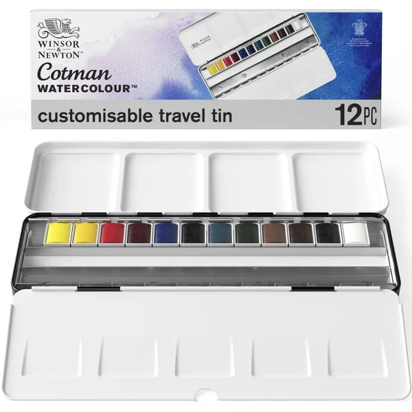 Boîte de peinture aquarelle fine 12 1/2 godets Blue Box