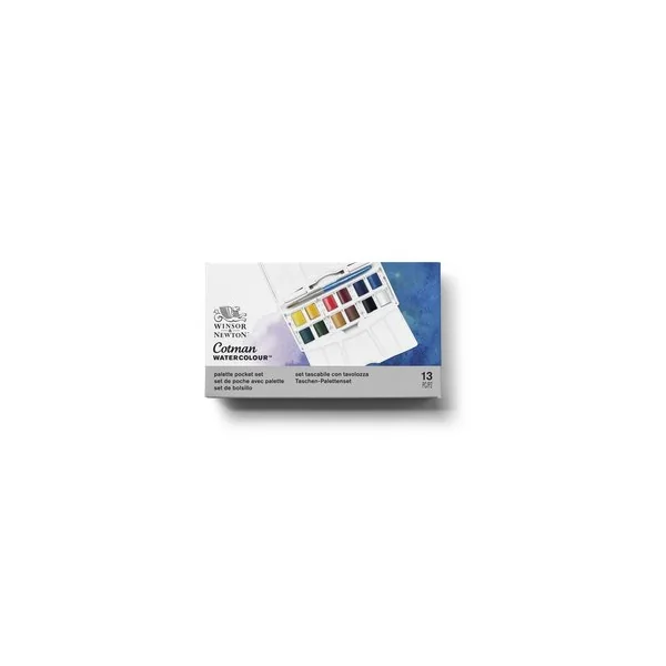 Boîte de peinture aquarelle fine 12 1/2 godets Pocket Plus Cotman