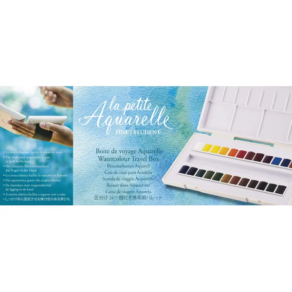 Boîte de peinture aquarelle fine "La petite Aquarelle" 24 1/2 godets