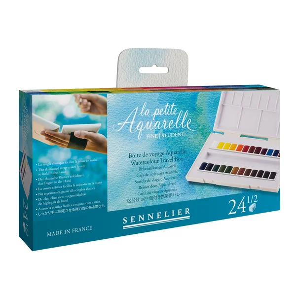 Boîte de peinture aquarelle fine "La petite Aquarelle" 24 1/2 godets