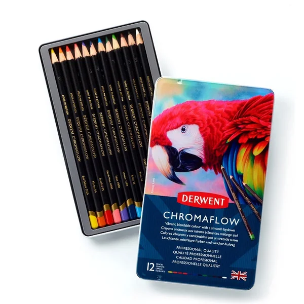 Boîte métal 12 crayons de couleurs Chromaflow