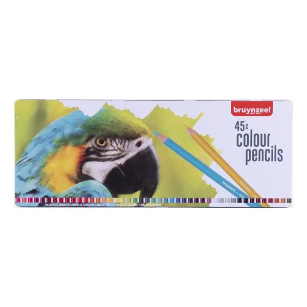 Boîte métal 45 crayons de couleurs Perroquet assorties