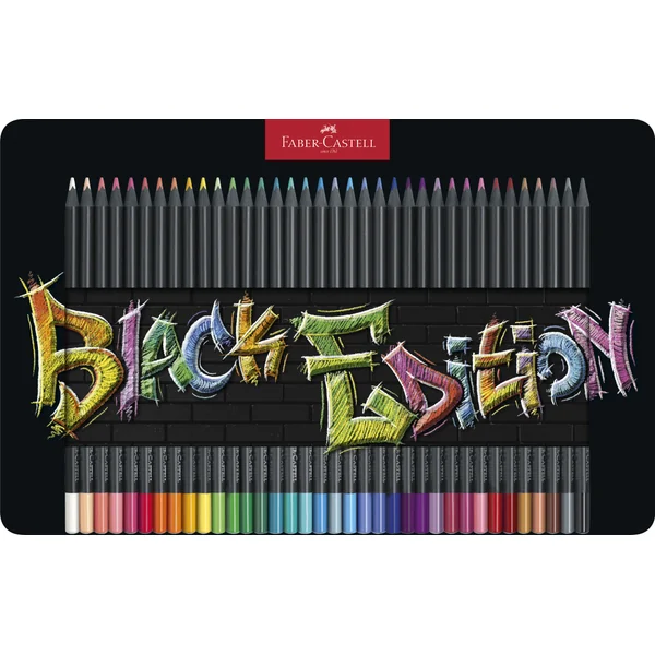 Boîte métal de 36 Crayons de couleurs Black Edition