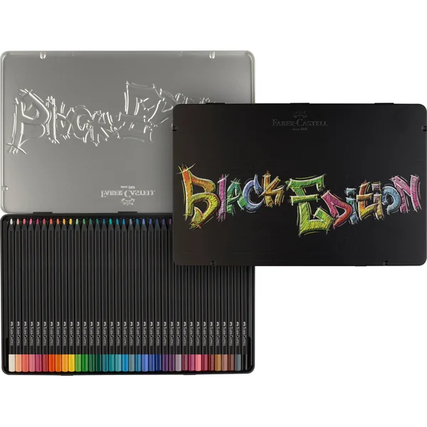 Boîte métal de 36 Crayons de couleurs Black Edition