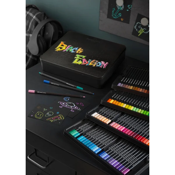 Boîte métal de 36 Crayons de couleurs Black Edition