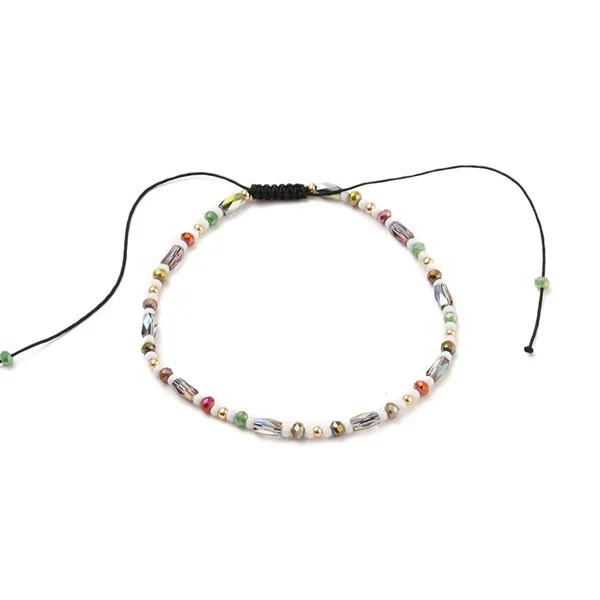 Bracelet fin en perles de verre - multicolore - taille ajustable