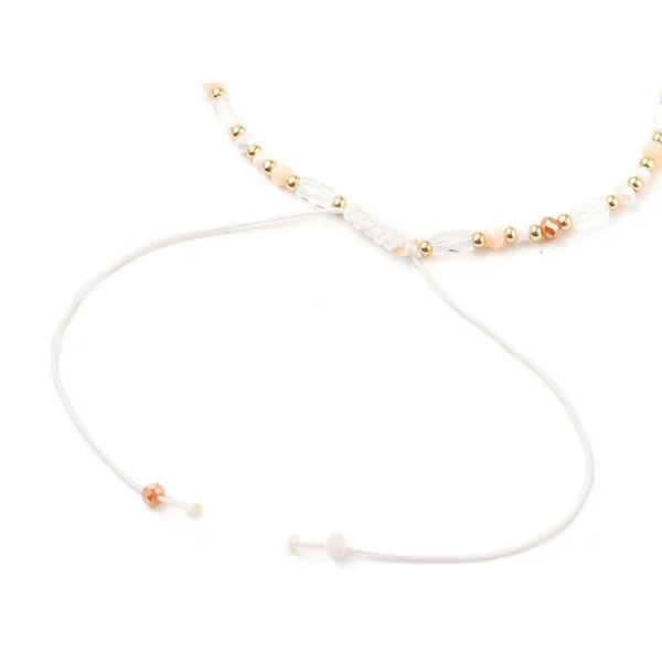 Bracelet fin en perles de verre - rose - taille ajustable