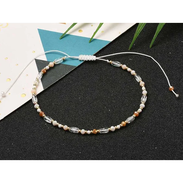 Bracelet fin en perles de verre - rose - taille ajustable