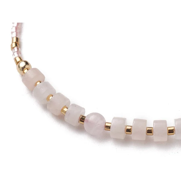 Bracelet fin - perles d' aventurine et quartz rose - taille ajustable