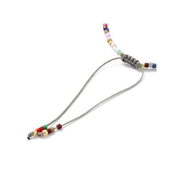 Bracelet nylon tressé réglable perles rocailles et miyuki - Multicolore