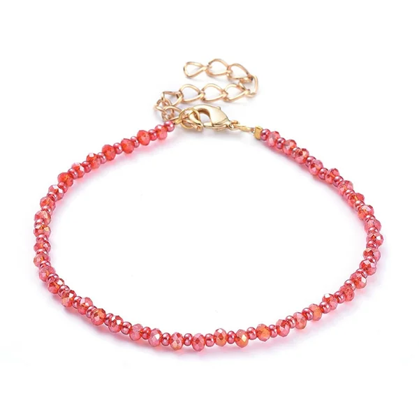 Bracelet à perles de verre - rouge irisé