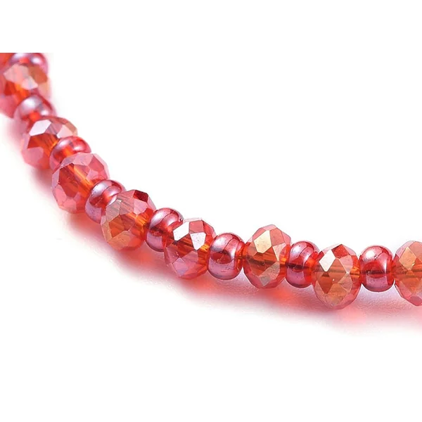 Bracelet à perles de verre - rouge irisé