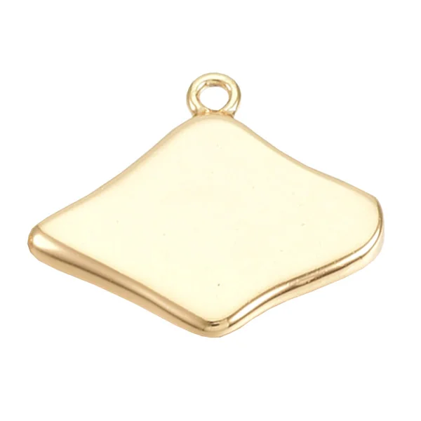 Breloque dorée à l'or fin 18K – Losange avec œil strass blanc