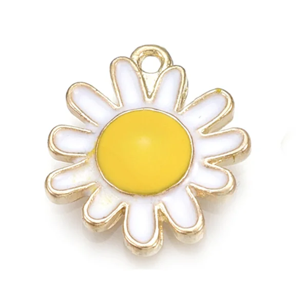 Breloque fleur émaillée - 17 x 14 mm