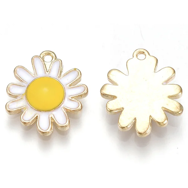 Breloque fleur émaillée - 17 x 14 mm